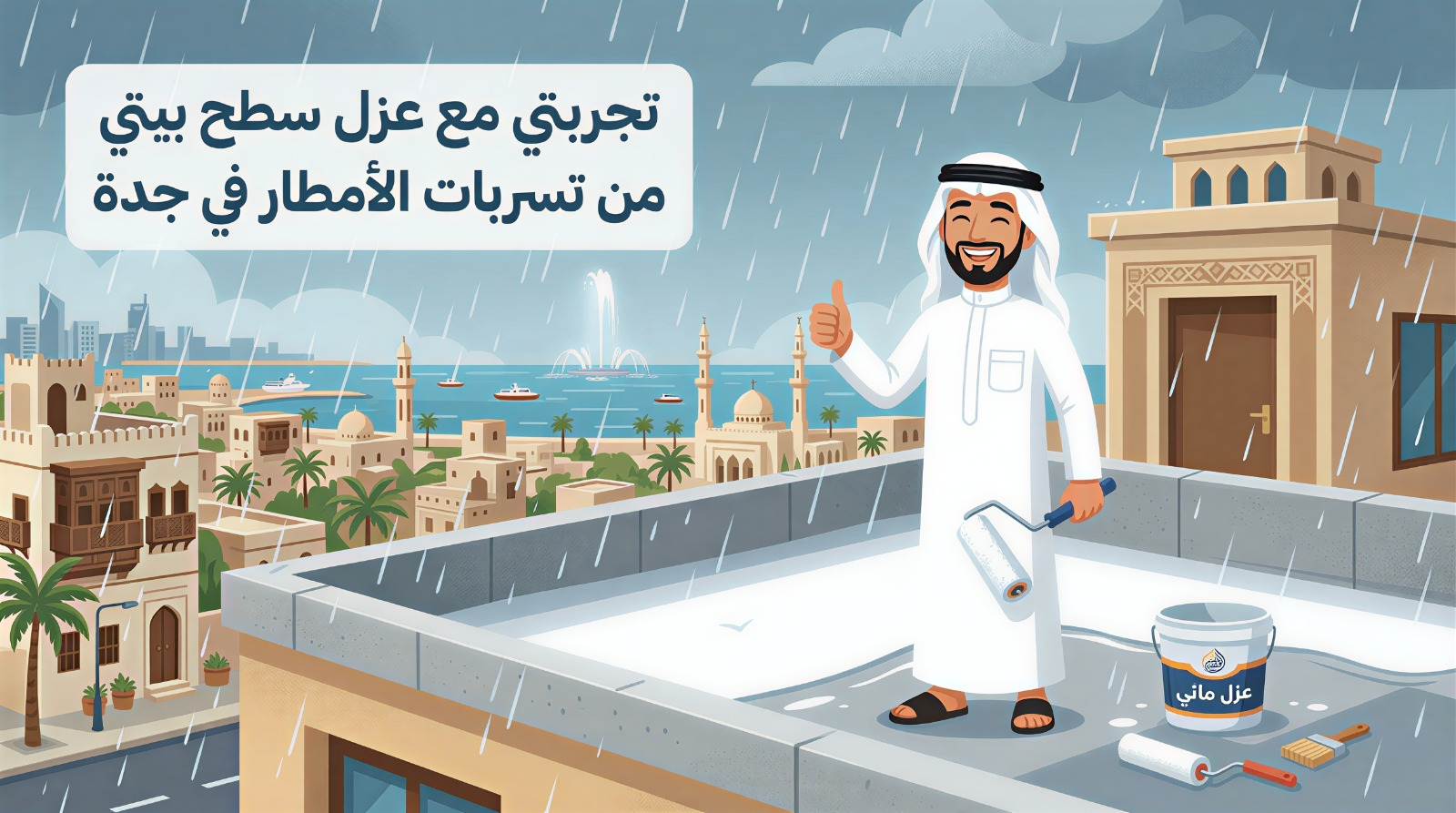 تجربتي مع عزل سطح بيتي من تسربات الأمطار في جدة